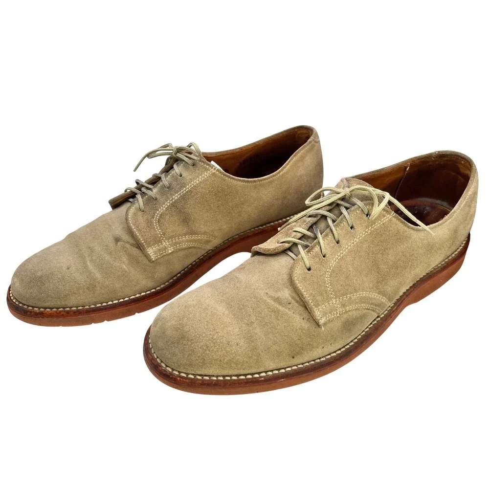 LL‎ Bean Mens Oxford Lace Up Suede Tan Leather Sole Dress Shoes Size 8.5 B